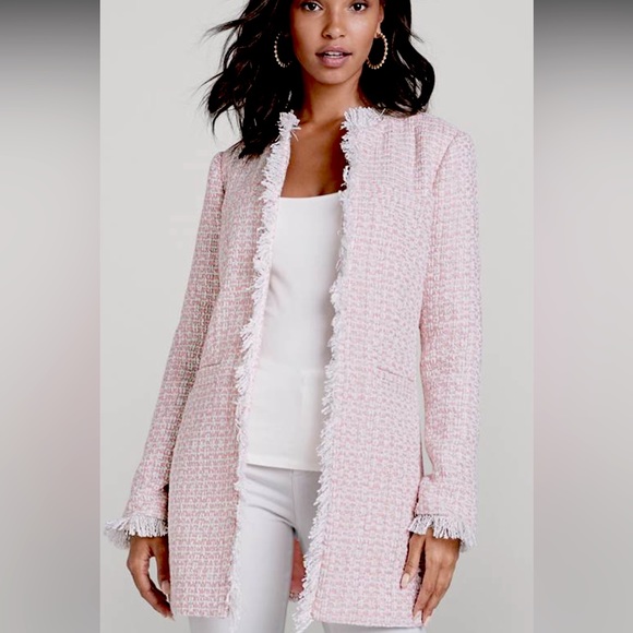 VENUS Jackets & Blazers - Venus Open Front Tweed Fringe Jacket